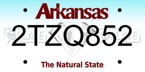 2TZQ852 Arkansas License Plate
