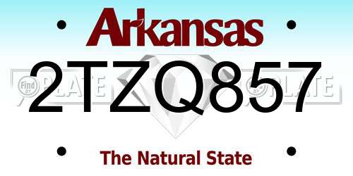 2TZQ857 Arkansas License Plate