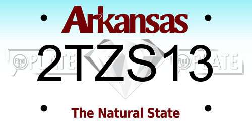 2TZS13 Arkansas License Plate