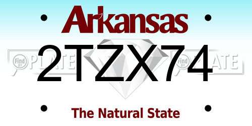 2TZX74 Arkansas License Plate