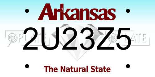 2U23Z5 Arkansas License Plate