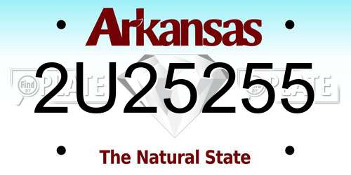 2U25255 Arkansas License Plate