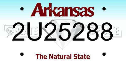 2U25288 Arkansas License Plate