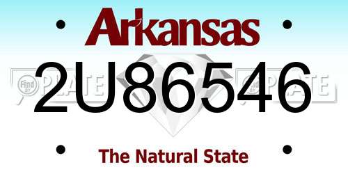 2U86546 Arkansas License Plate