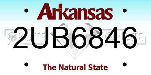2UB6846 Arkansas License Plate