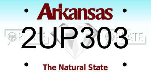 2UP303 Arkansas License Plate