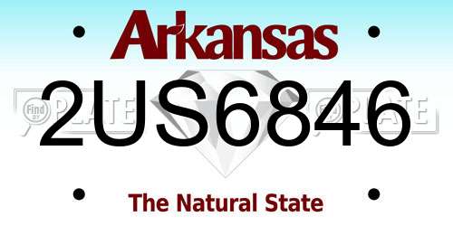 2US6846 Arkansas License Plate
