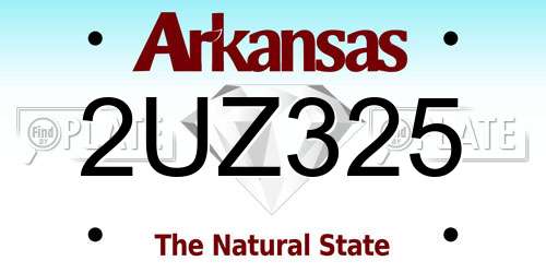 2UZ325 Arkansas License Plate