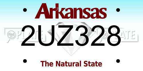 2UZ328 Arkansas License Plate