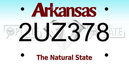 2UZ378 Arkansas License Plate