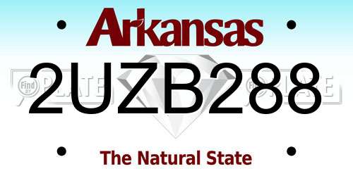 2UZB288 Arkansas License Plate