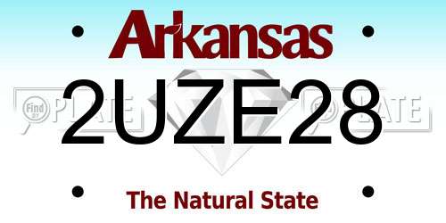2UZE28 Arkansas License Plate