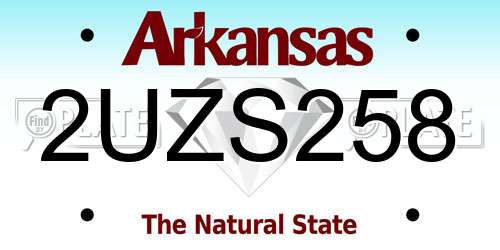 2UZS258 Arkansas License Plate