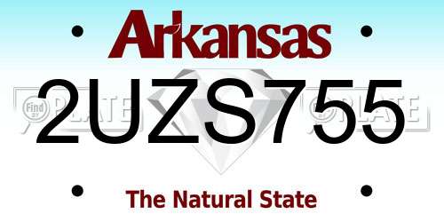 2UZS755 Arkansas License Plate