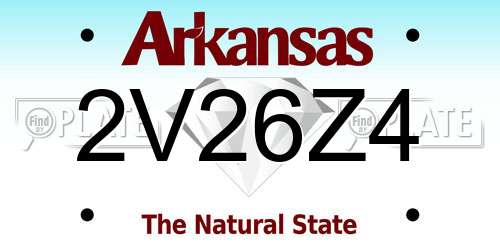 2V26Z4 Arkansas License Plate