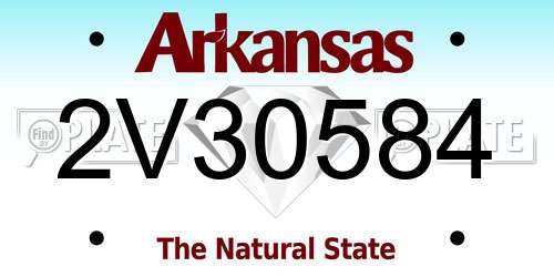 2V30584 Arkansas License Plate