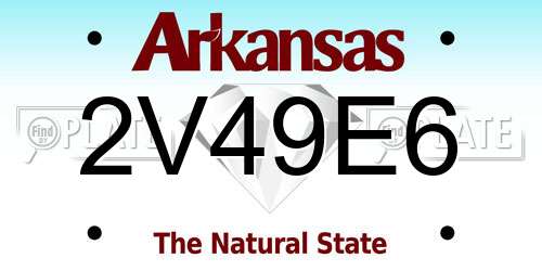 2V49E6 Arkansas License Plate