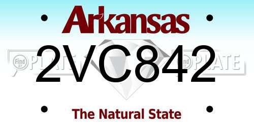 2VC842 Arkansas License Plate