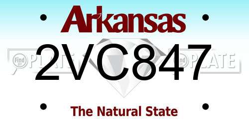 2VC847 Arkansas License Plate