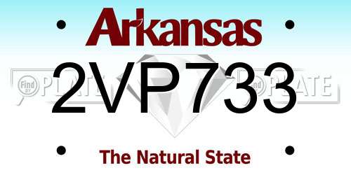 2VP733 Arkansas License Plate