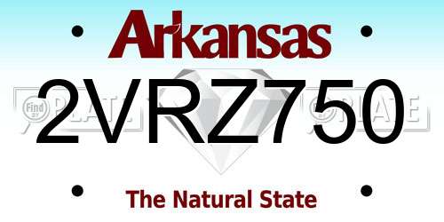 2VRZ750 Arkansas License Plate