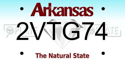 2VTG74 Arkansas License Plate