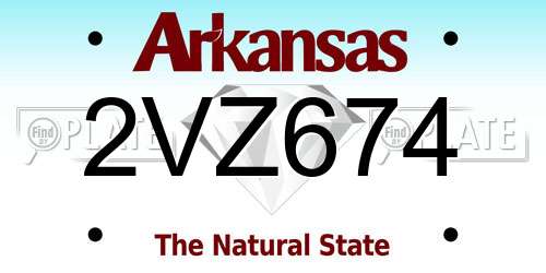 2VZ674 Arkansas License Plate