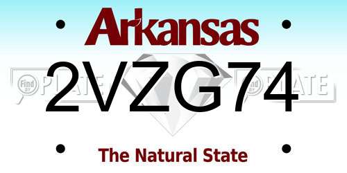 2VZG74 Arkansas License Plate