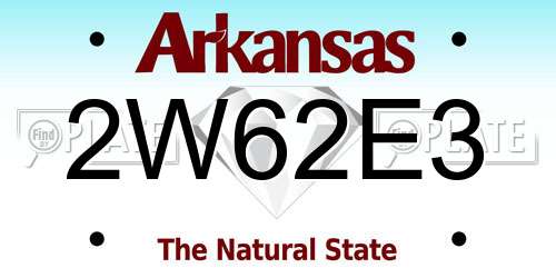 2W62E3 Arkansas License Plate