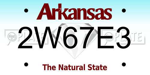 2W67E3 Arkansas License Plate