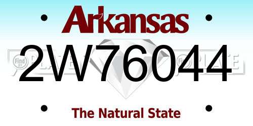 2W76044 Arkansas License Plate