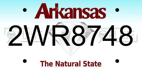 2WR8748 Arkansas License Plate