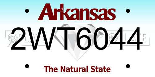 2WT6044 Arkansas License Plate