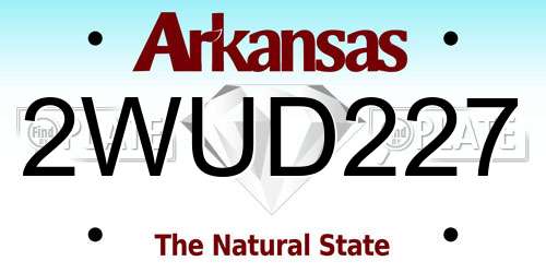 2WUD227 Arkansas License Plate