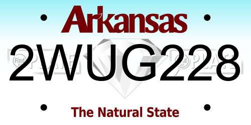 2WUG228 Arkansas License Plate