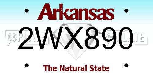 2WX890 Arkansas License Plate