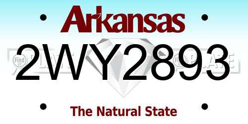 2WY2893 Arkansas License Plate
