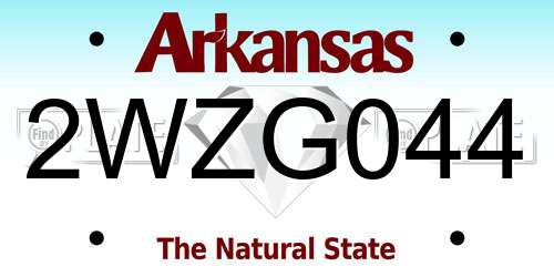 2WZG044 Arkansas License Plate