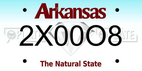 2X00O8 Arkansas License Plate