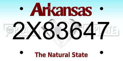 2X83647 Arkansas License Plate