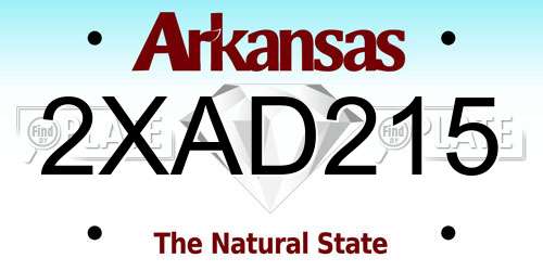 2XAD215 Arkansas License Plate
