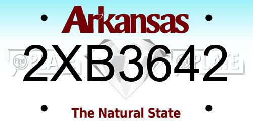 2XB3642 Arkansas License Plate