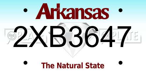 2XB3647 Arkansas License Plate