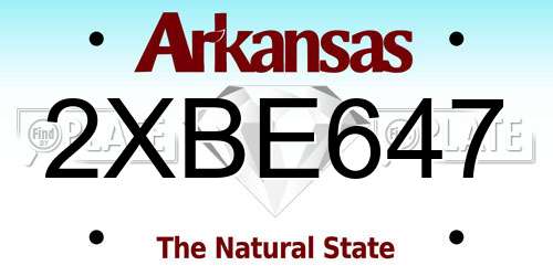 2XBE647 Arkansas License Plate