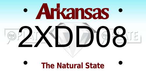 2XDD08 Arkansas License Plate