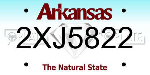 2XJ5822 Arkansas License Plate