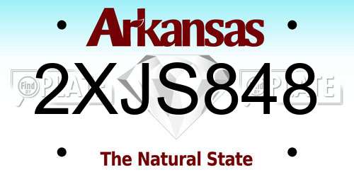 2XJS848 Arkansas License Plate