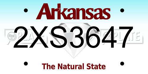 2XS3647 Arkansas License Plate