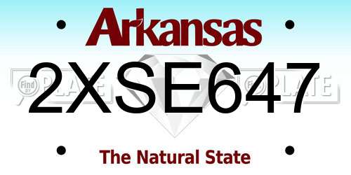 2XSE647 Arkansas License Plate