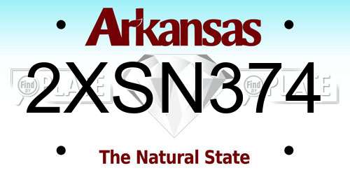 2XSN374 Arkansas License Plate